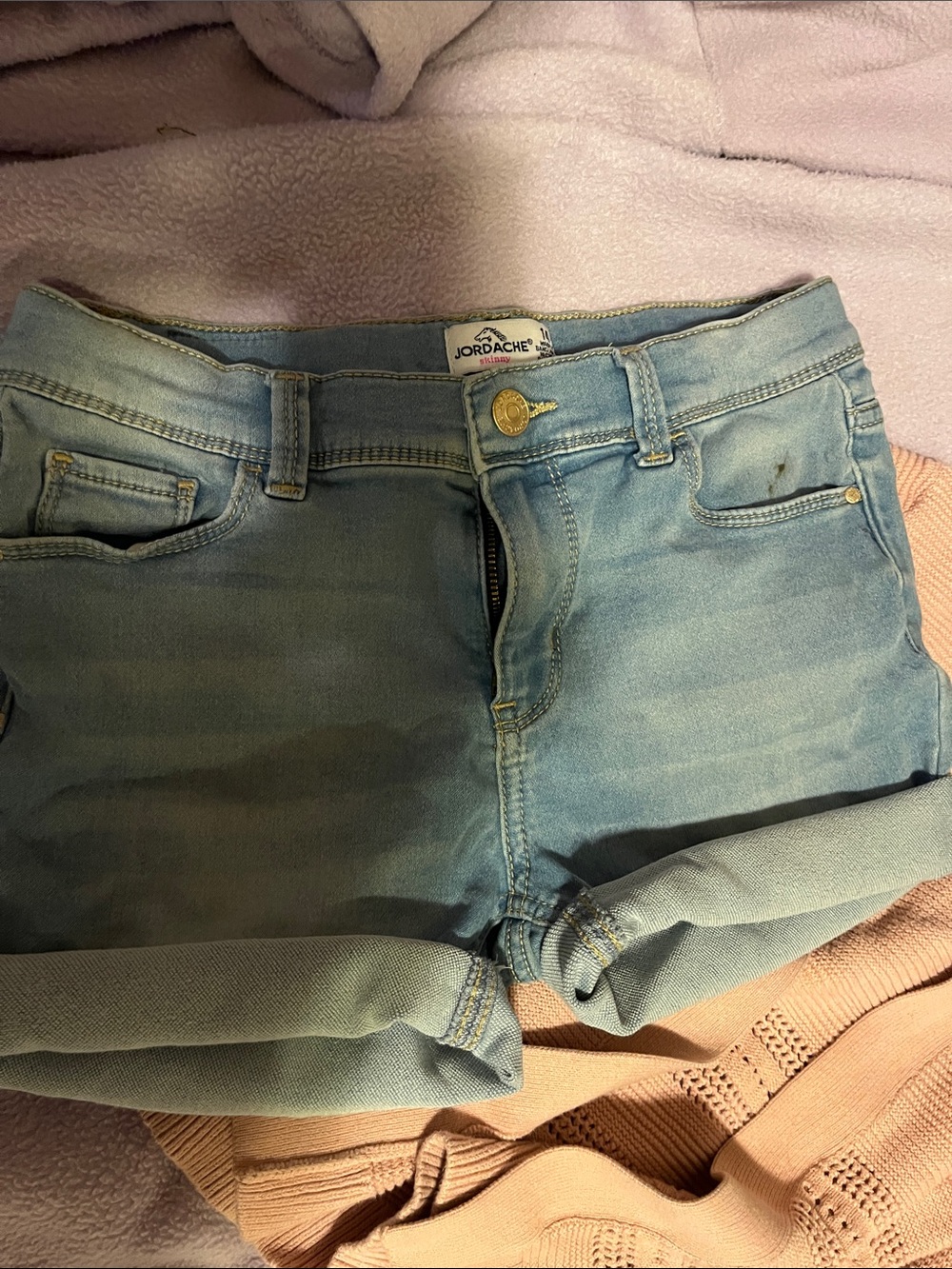 Jordache Light Wash Denim Cuffed Kids Shorts